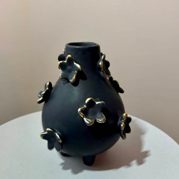 Vaasje Flower - zwart 16cm