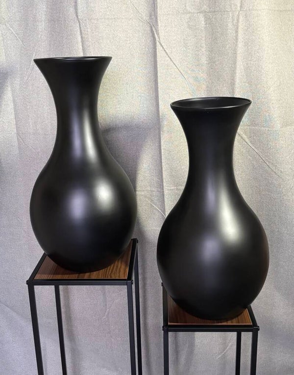 Mat Zwarte Glazen Designvaas 50cm | Statement Vaas