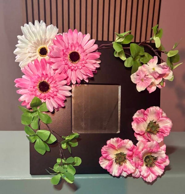 Floral Mirror Pink Blossom – 25 × 25 cm