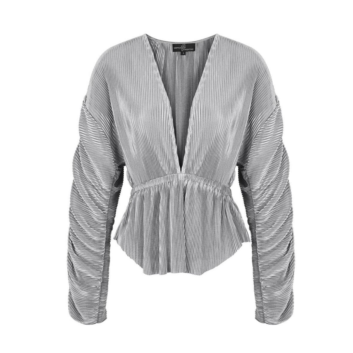 Blouse met Rib structuur/ Grijs