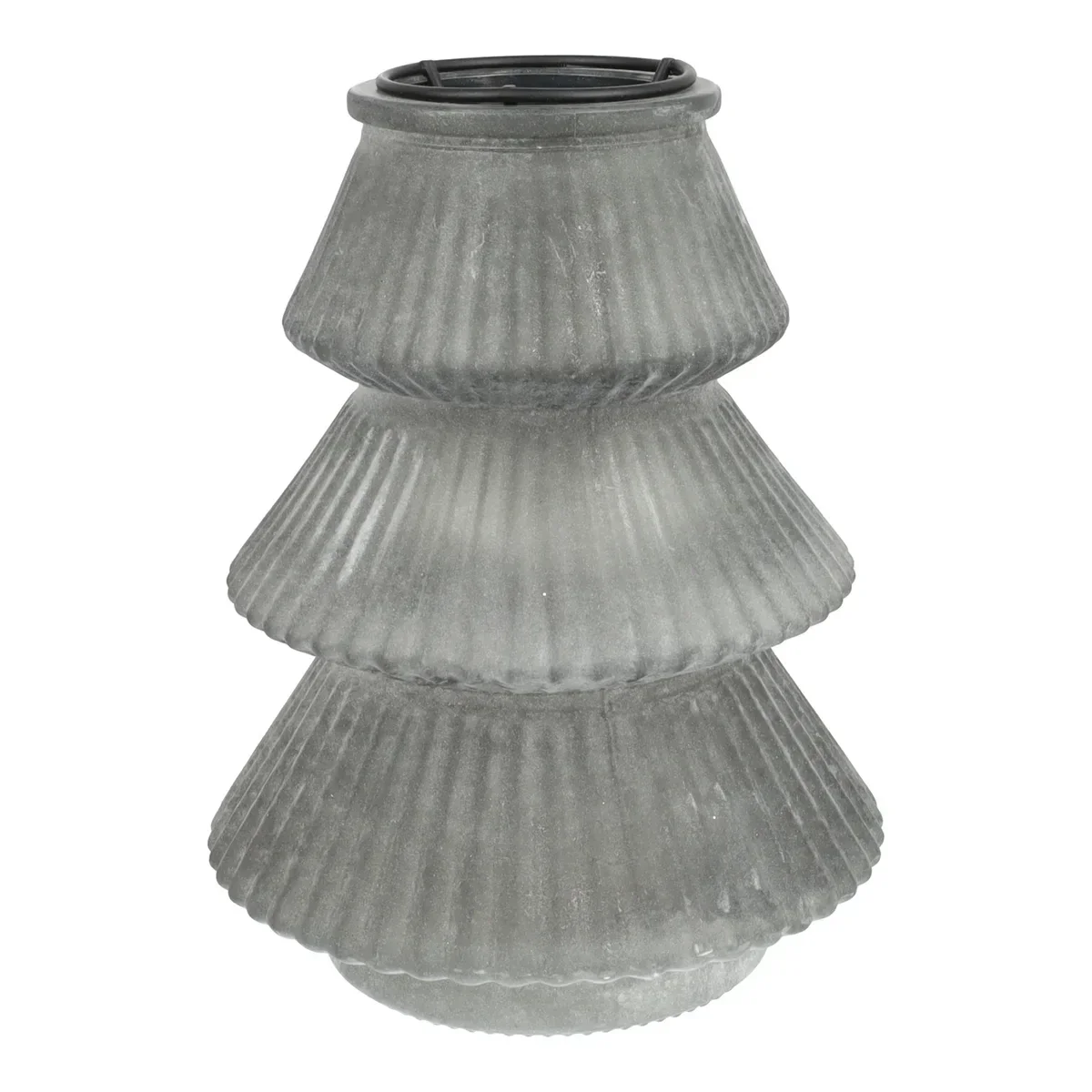 Kerstboom waxinehoude - mat grijs  - glas  16cm.