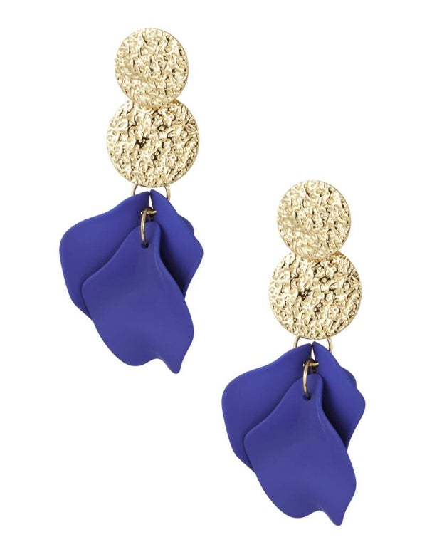 Blooming Chique Statement oorbellen / Goud - Blauw