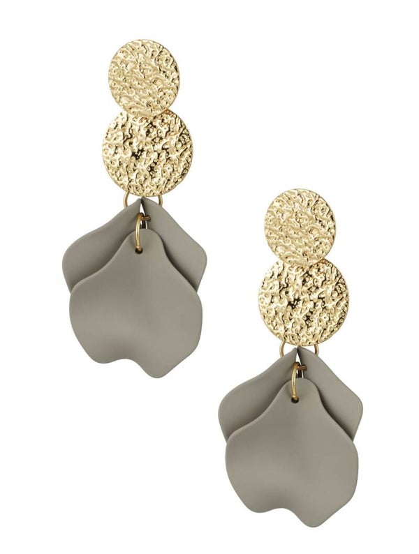 Blooming Chique Statement oorbellen / Goud - Grijs