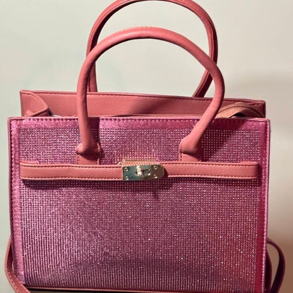 Handtas met strass & slot / Fuchsia
