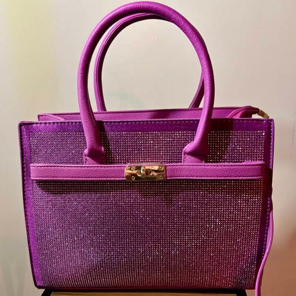 Handtas met strass & slot / Paars