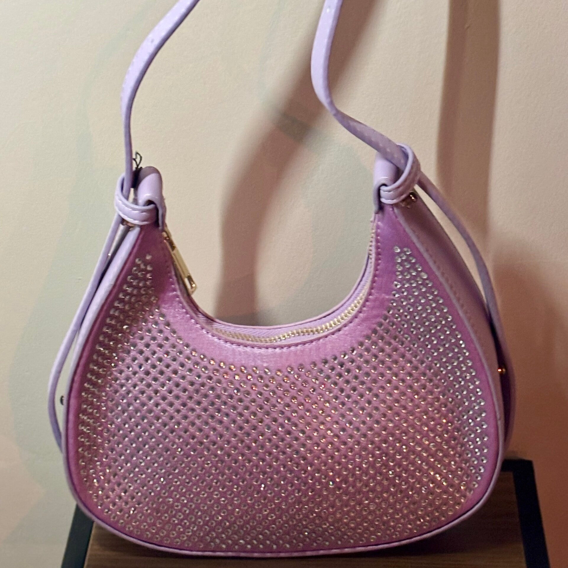 Croissant tas / Lila met glitters - PU