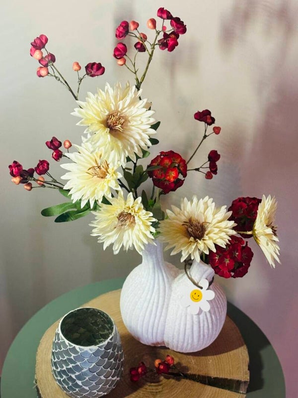 Set: Timeless Charm /  boeket in vaas,  waxinehouder op plateau