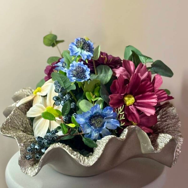 Kunstbloemstuk in luxe schaal | Tafelstuk