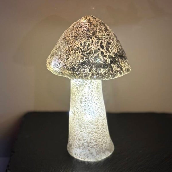paddenstoel met lampjes | 18cm. - glas