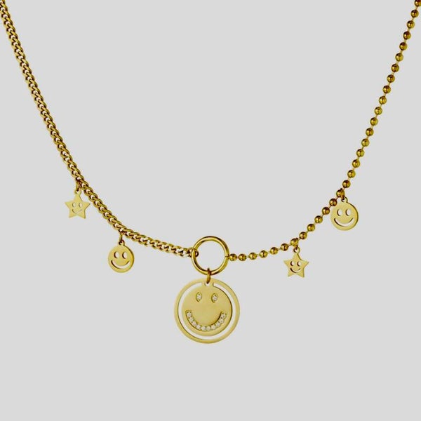 Ketting : SMILE Light the day | RVS | Goudkleurig