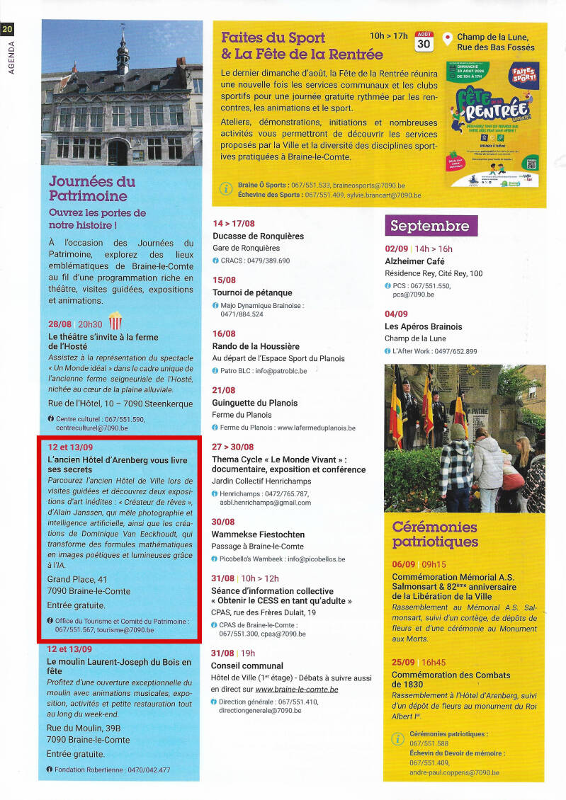 Parution dans le journal de juillet de Braine le Comte