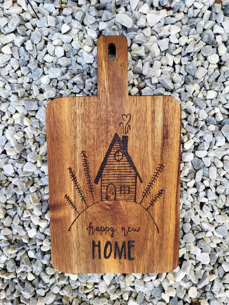 Borrelplank met afbeelding happy new home