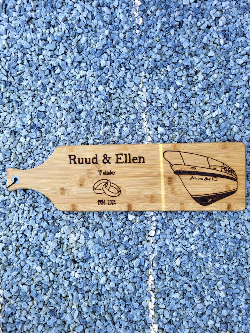 Bamboe borrelplank Ruud en Ellen 40 jaar getrouwd