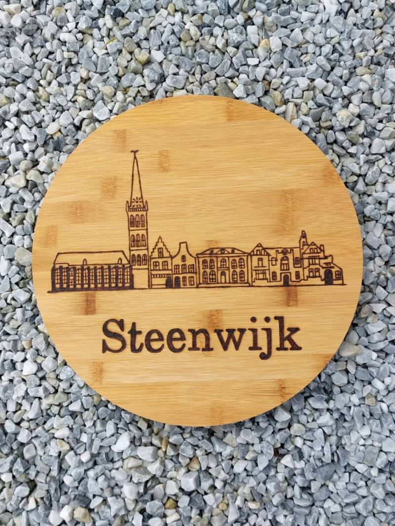 Draaiplateau met skyline Steenwijk houtgebrand