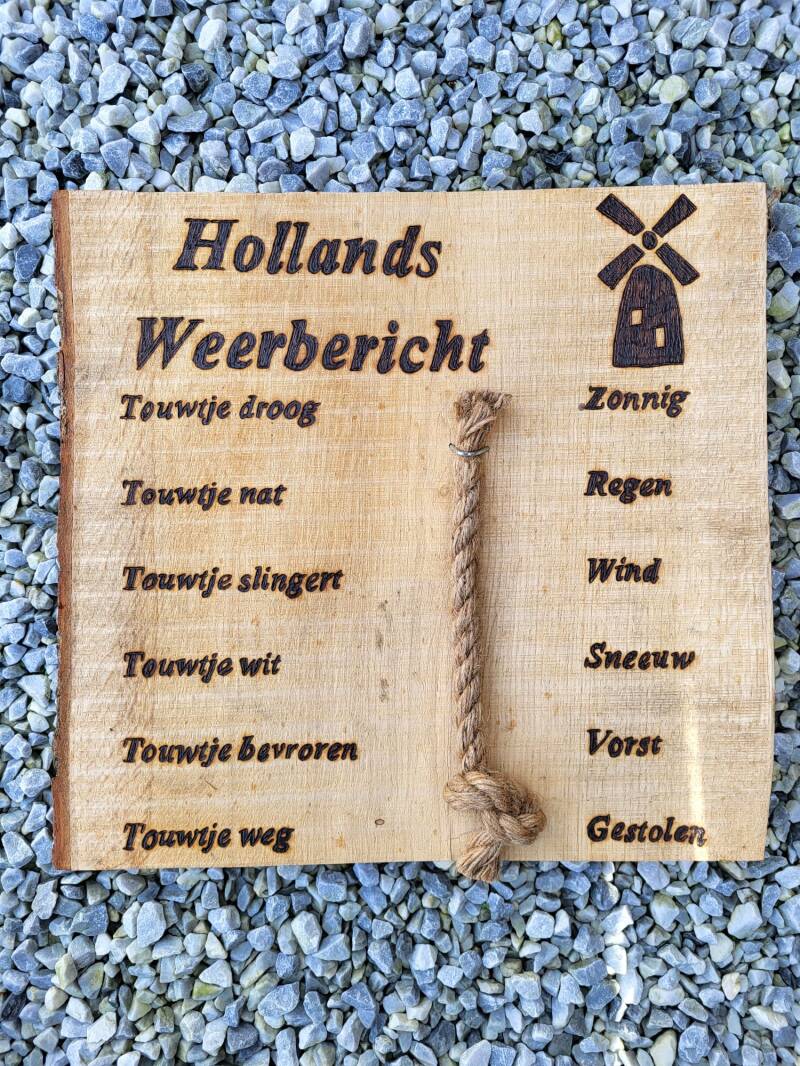 Eiken hout met Hollands Weerbericht houtgebrand