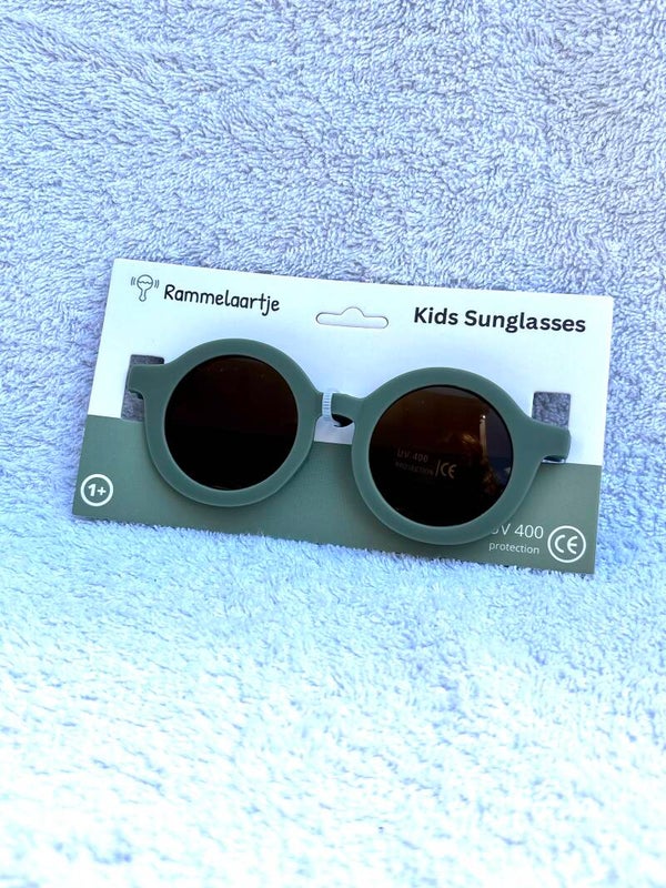 ☀️ Lunettes de soleil bébé et enfant rondes UV400 - Sauge