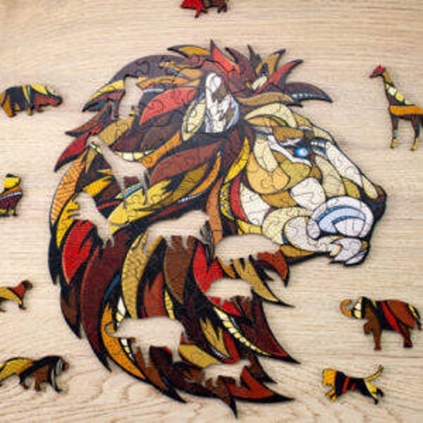 Eco Wood Art Houten Legpuzzel Leeuw/ Lion Size L