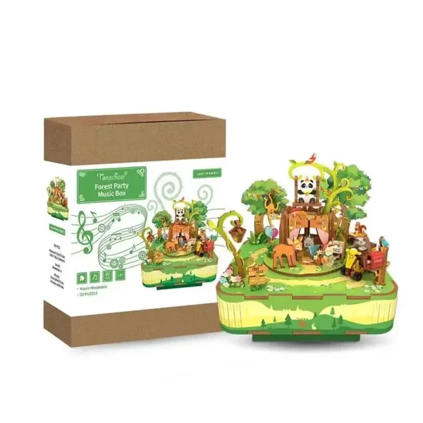 Tonecheer, Muziekdoosje, DIY 3D Houten Puzzel, Forest Party