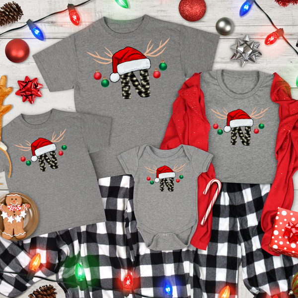G0003 Initial Antler Family Christmas Shirts.