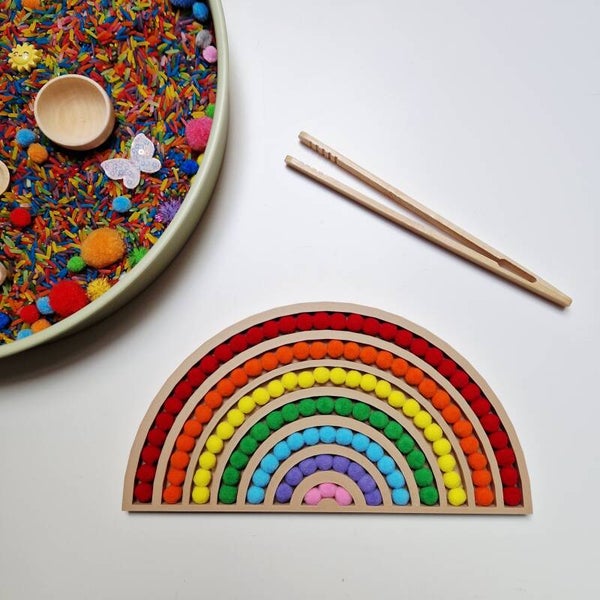 Regenboog vulvorm met Mini Pompommetjes - Beige