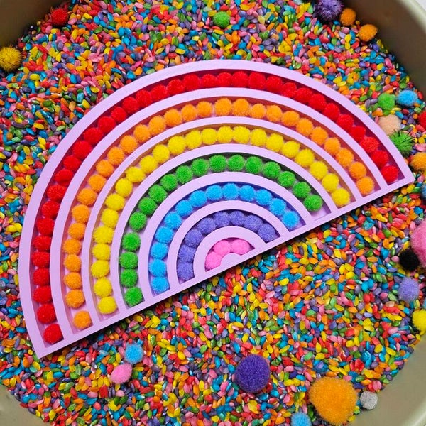 Regenboog vulvorm met Mini Pompommetjes - Roze