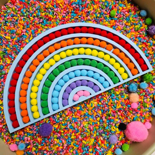 Regenboog vulvorm met Mini Pompommetjes - Lichtblauw