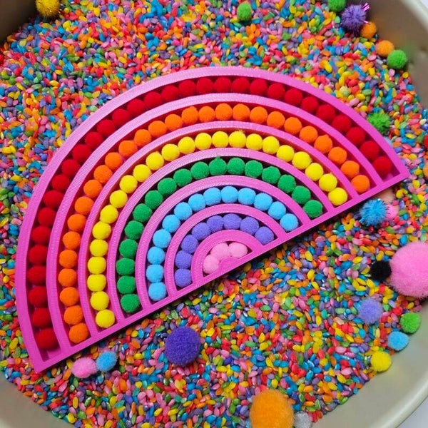 Regenboog vulvorm met Mini Pompommetjes - Donkerroze