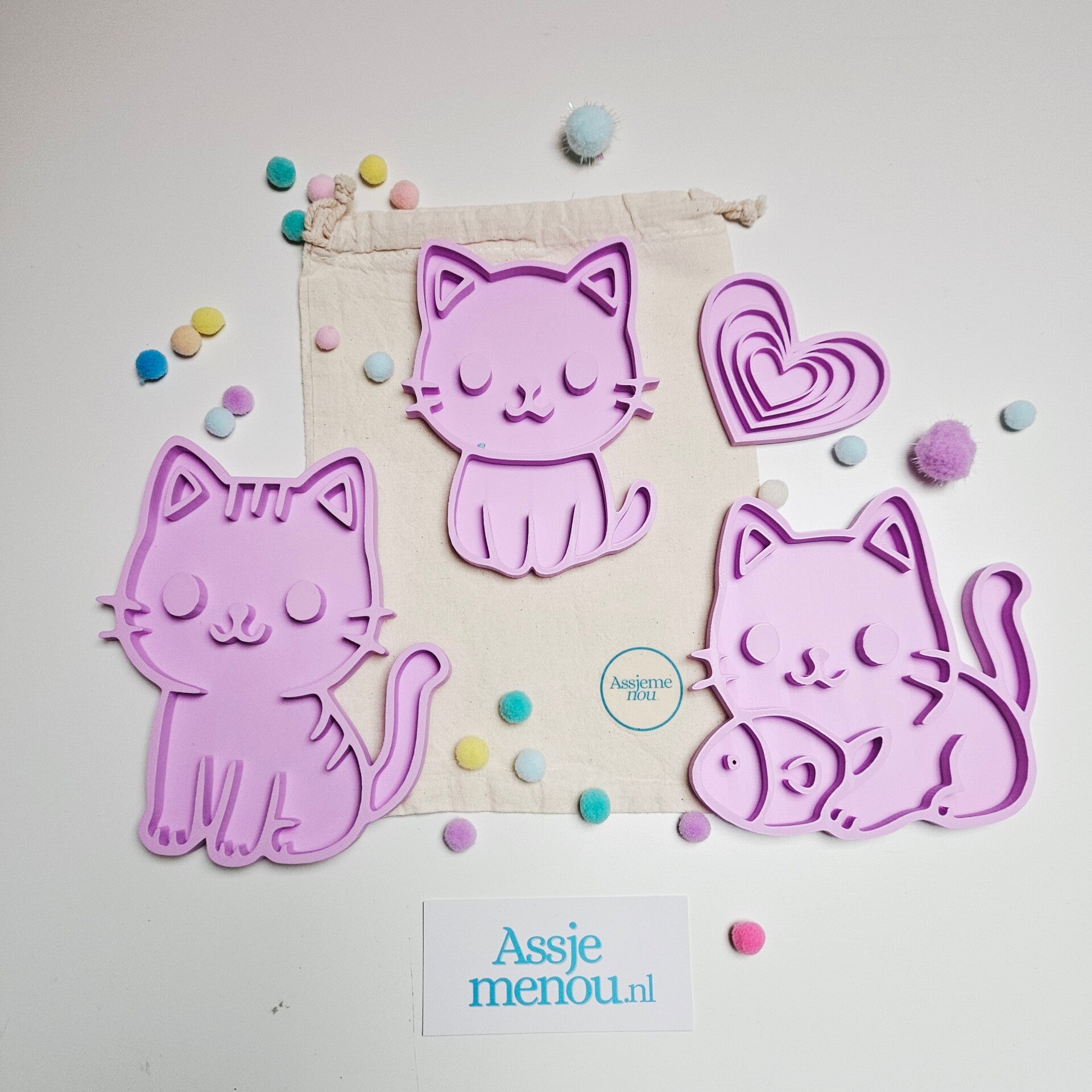 🐱 Sensorische speelset – Poes & Hartjes 💕