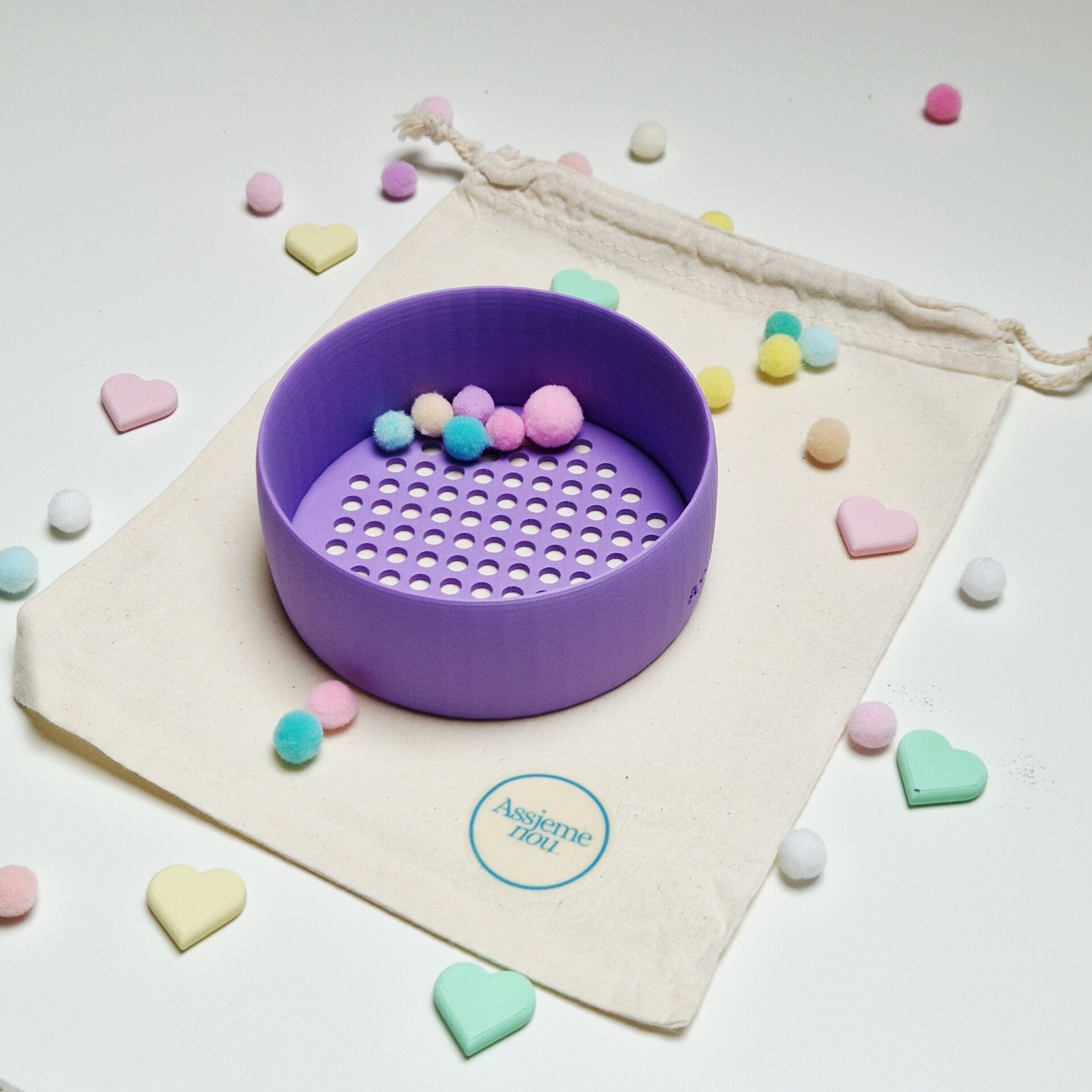 Zeefje voor in de sensorische speelbak Paars