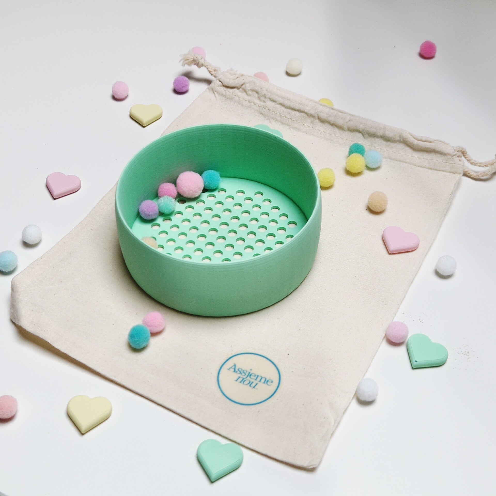 Zeefje voor in de sensorische speelbak Munt groen