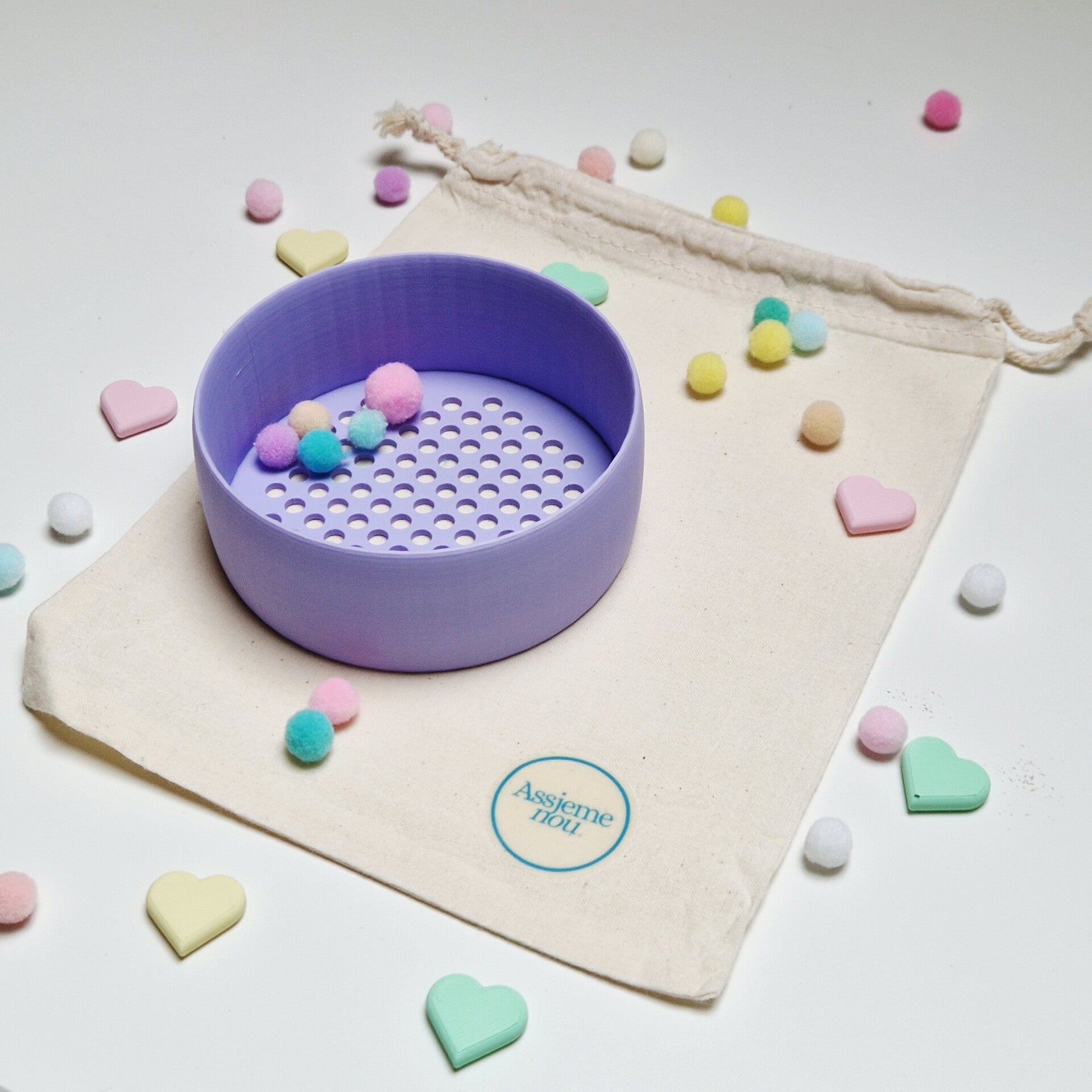 Zeefje voor in de sensorische speelbak Lavendel