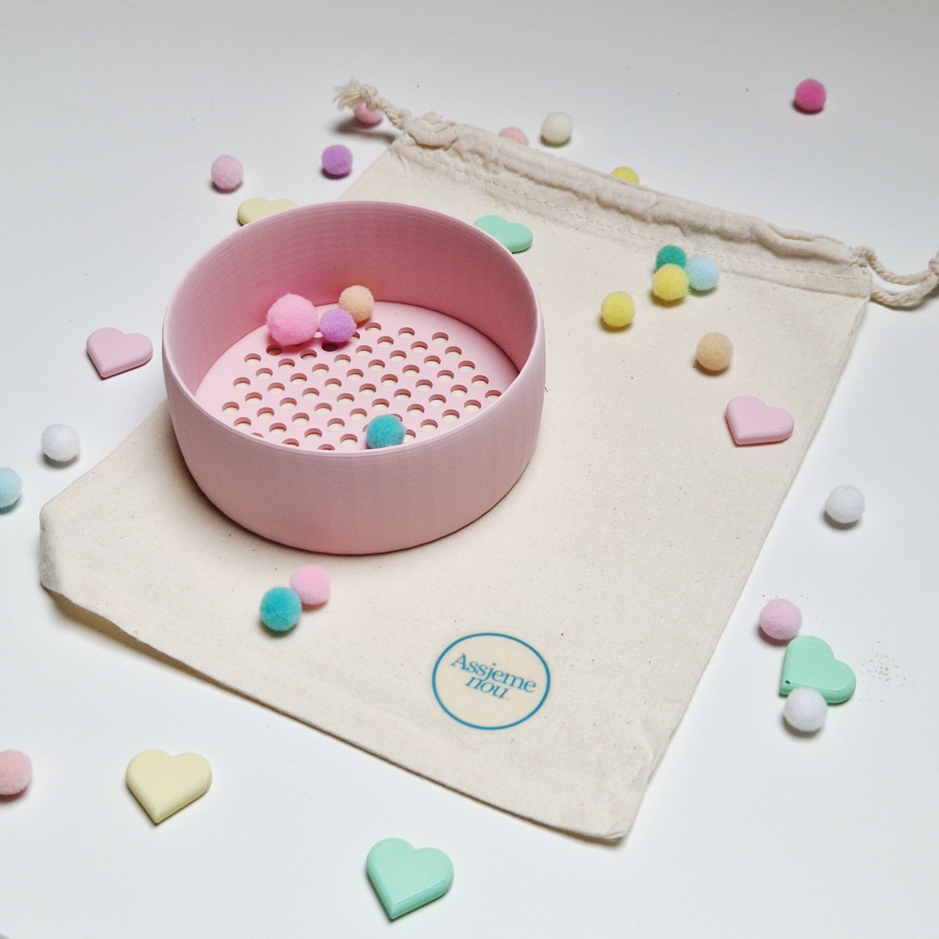 Zeefje voor in de sensorische speelbak Lichtroze