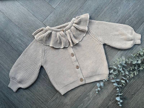 1-2 years cardigan beige frill collar