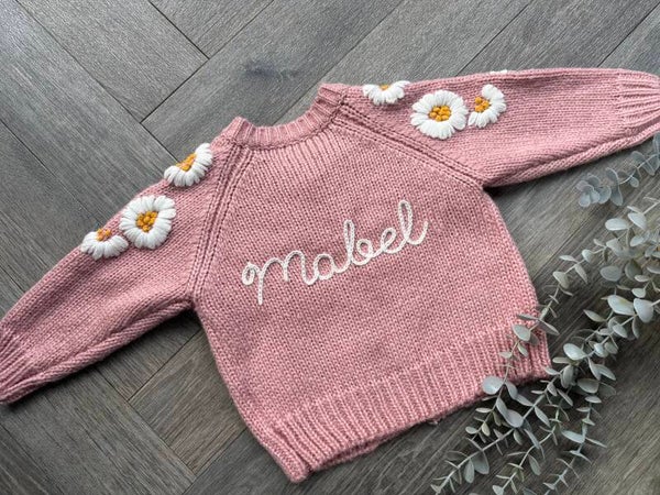 Daisy cardigan pink or blue