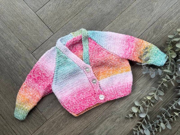 0-3 months cardigan rainbow wool