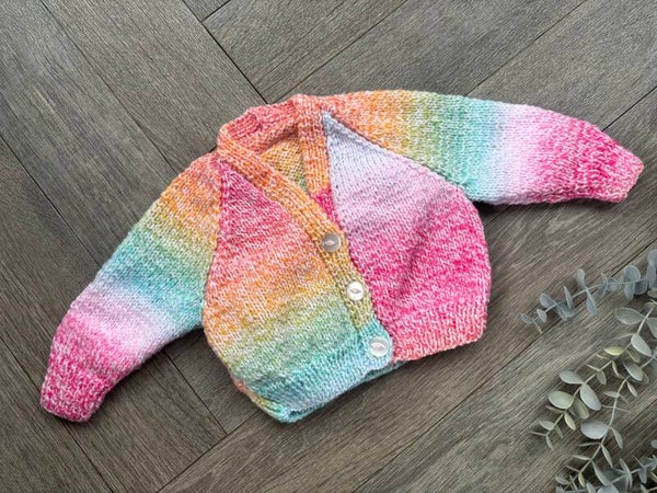 0-3 months cardigan rainbow wool
