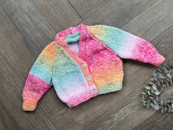 0-3 months cardigan rainbow wool