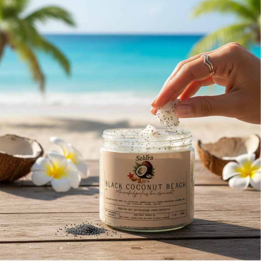 Mineralsalzpeeling "Black Coconut Beach" mit Himalaya Salz