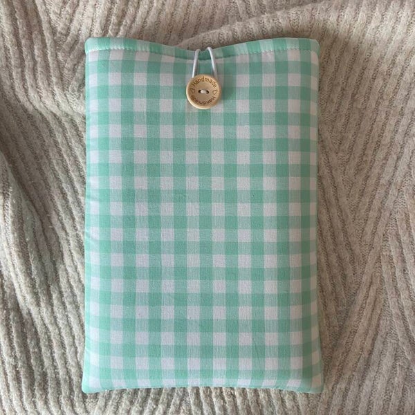 Funda literaria vichy verde agua