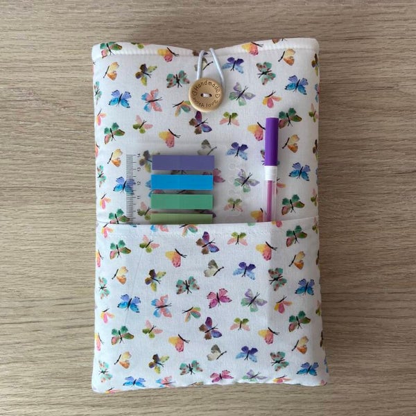 Funda literaria mariposas de colorines con bolsillo