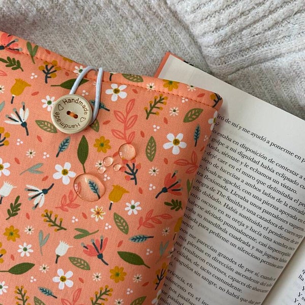 Funda literaria florado naranja impermeable