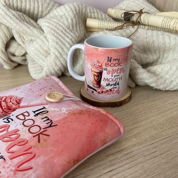 Pack funda + taza if my book is open