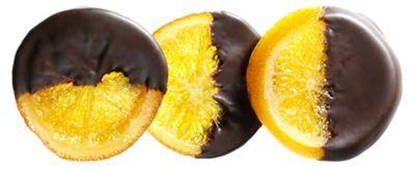 Lekkere oranjeschijven (appelsien) met chocolade