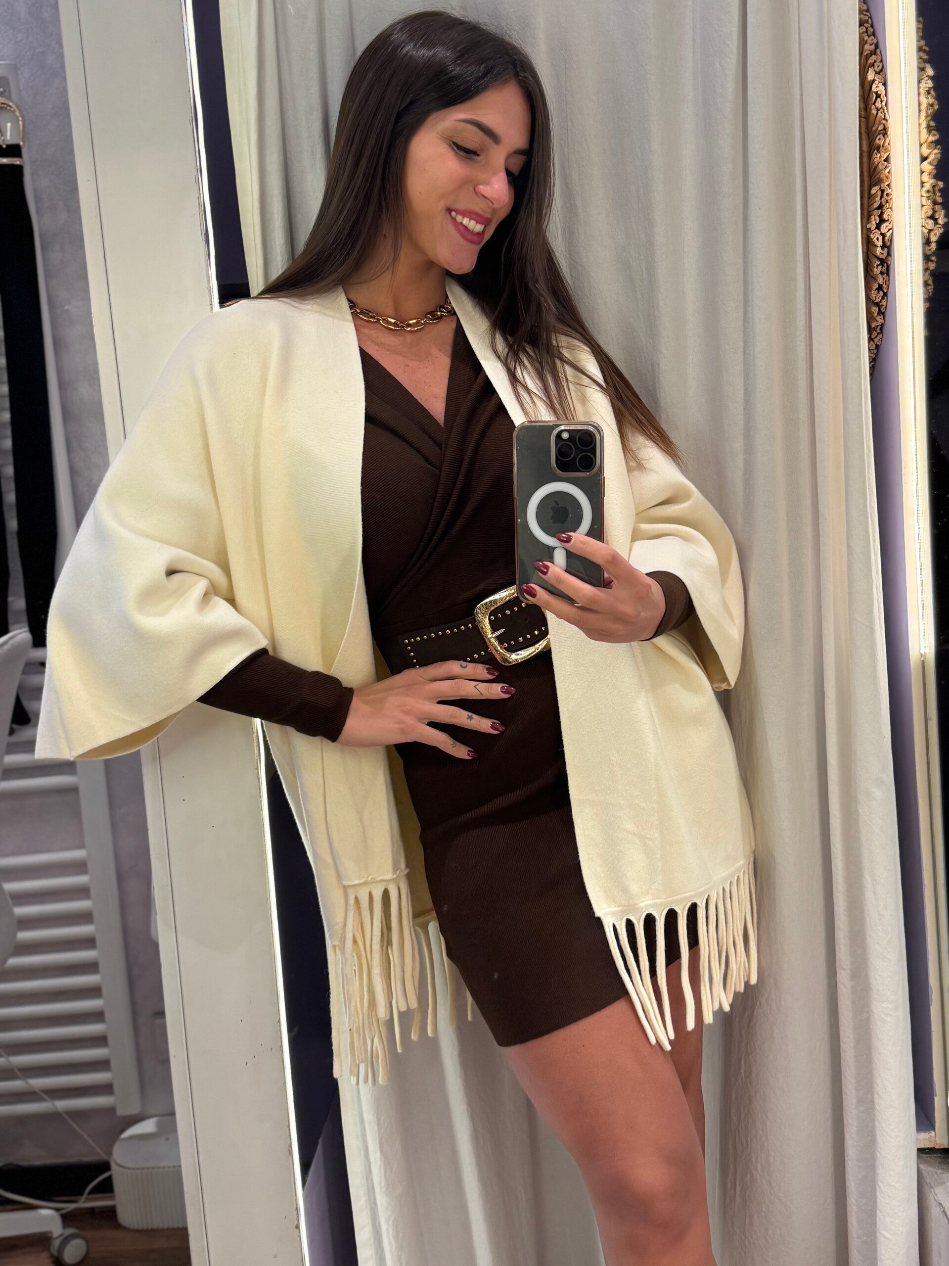 Cardigan frange panna -20%