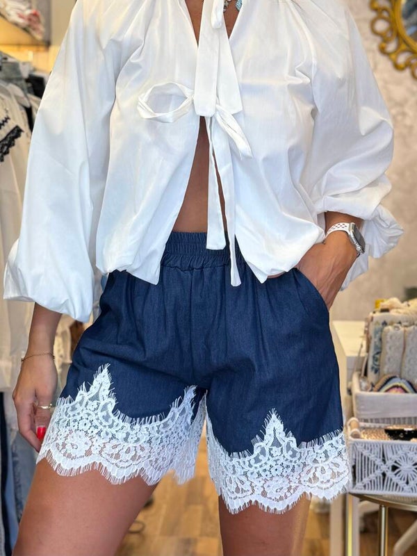 SHORT DENIM PIZZO