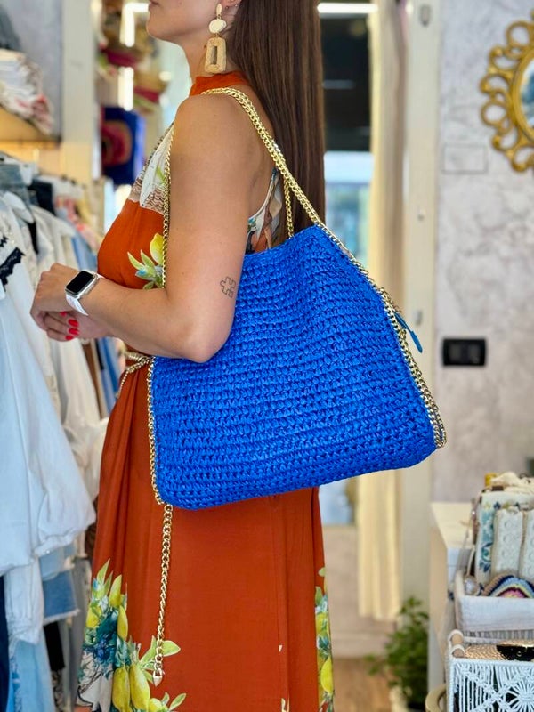BORSA RAFIA BLU