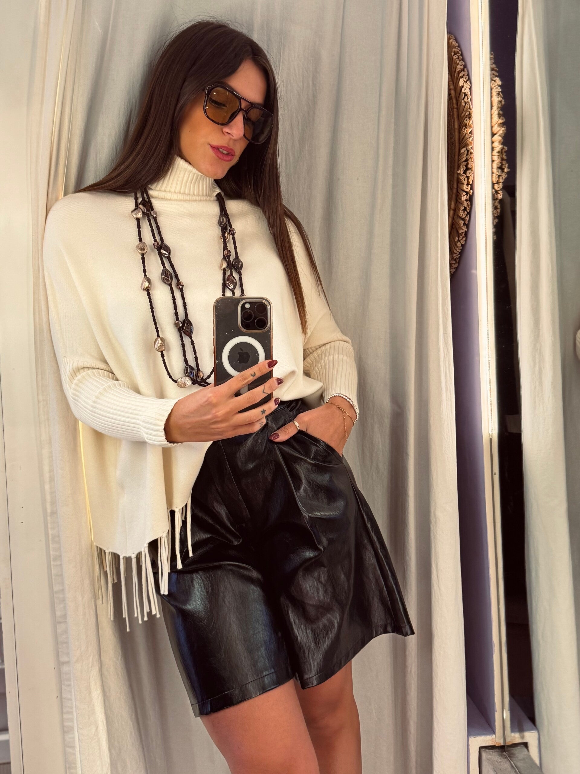 Bermuda simil pelle nero