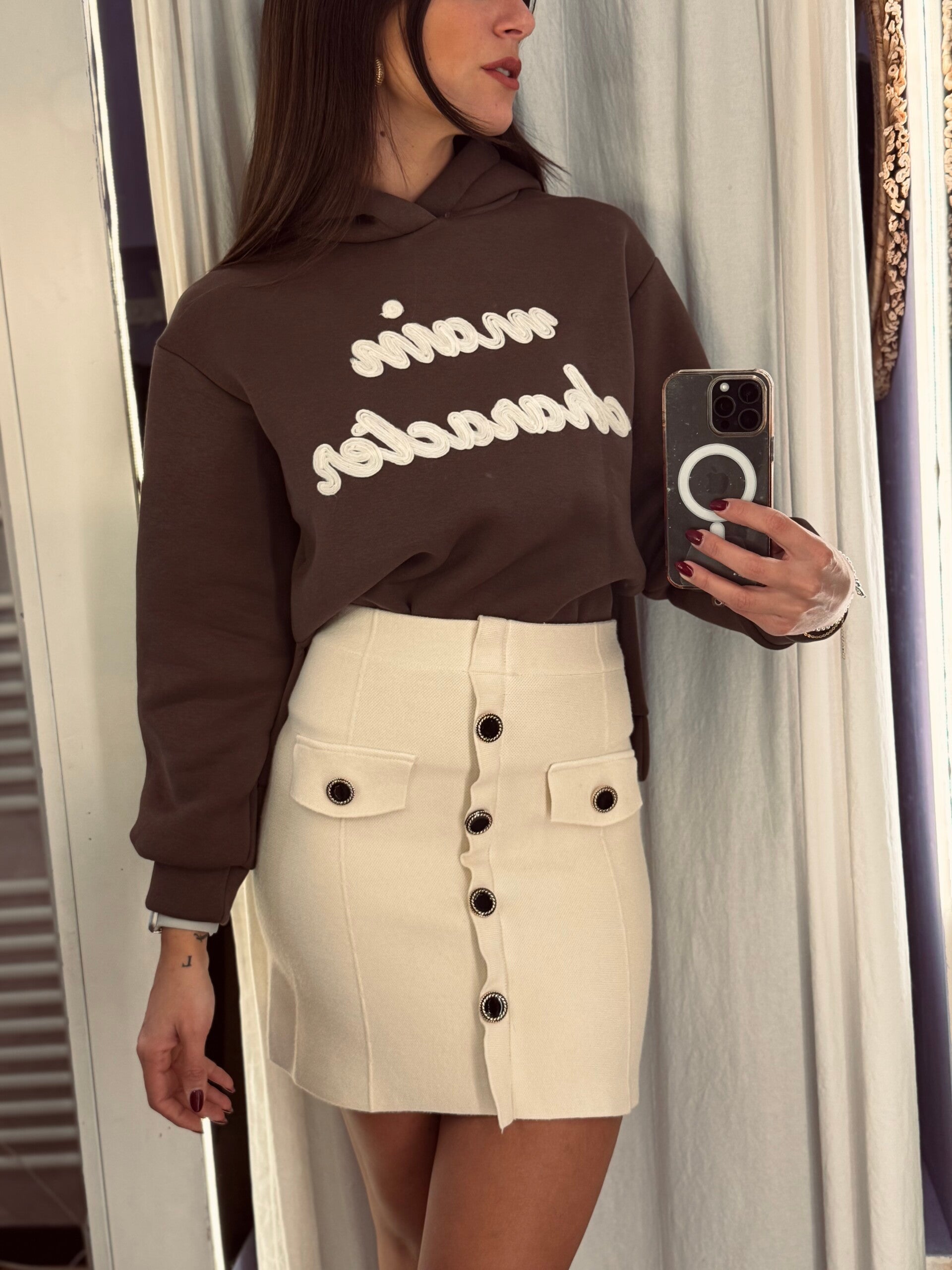 Gonna con bottoni in maglia -20%