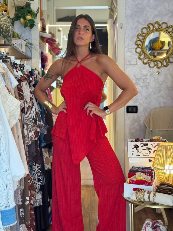 TOP E PANTALONE ROSSO FUOCO