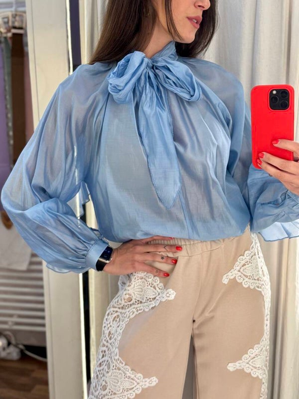 Camicia fiocco azzurra